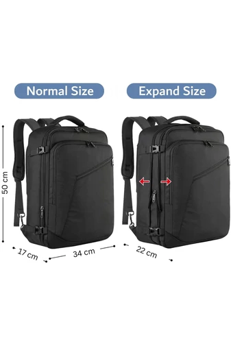 Rucsac Bonluo Negru Multifuncțional Extensibil Ideal Pentru Călătorii Dimensiune Wizz-air Bagaj De Mână (50*34*17cm)