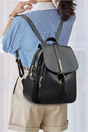 Bonluo Rucsac Damă Alb Murdar Din Imitație Piele Accesorizat Cu Cap De Pisicuță (30x25x13cm)