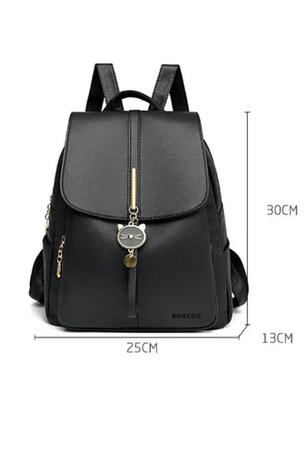 Bonluo Rucsac Damă Alb Murdar Din Imitație Piele Accesorizat Cu Cap De Pisicuță (30x25x13cm)