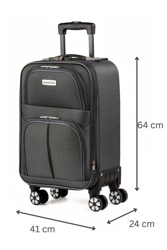 Troler Mediu Cu Roți Detașabile Leonardo Davinci Gri Cu Pereți Moi Extensibili 64*41*24cm