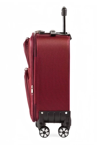 Wizzair Troler De Cabină Cu Roți Detașabile Leonardo Davinci Vișiniu Cu Pereți Moi Extensibili 47*35*20cm
