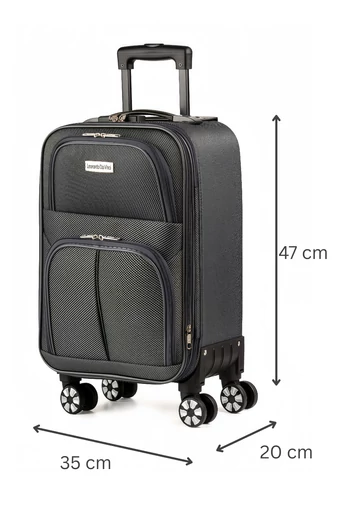 Wizzair Troler De Cabină Cu Roți Detașabile Leonardo Davinci Vișiniu Cu Pereți Moi Extensibili 47*35*20cm