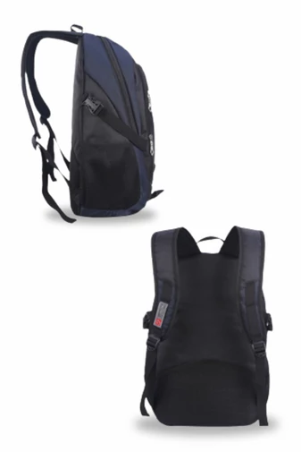 Ghiozdan Din Poliester Impermeabil Albastru Închis Cu Negru Cu Compartimente Multiple 46*32*19cm