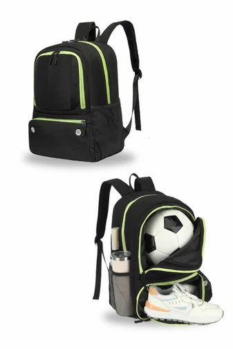 Rucsac Sport Din Poliester Impermeabil Ultra Ușor Negru Cu Verde Dimensiune Gratuita Wizzair 40*30*20cm