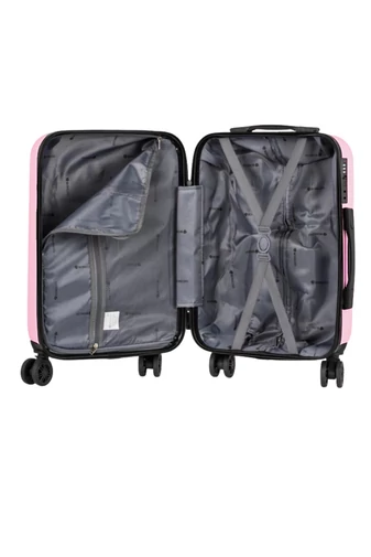 Troler Bagaj De Mână Roz Bonluo Cu Pereți Tari Dimensiune Wizz-Air 55*35*22cm Roti Detașabile