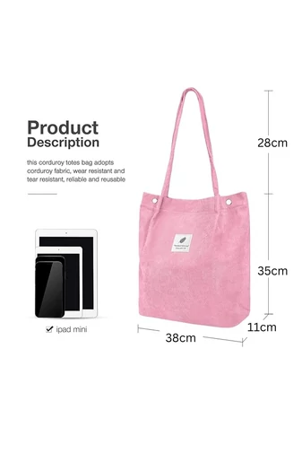 Geantă Tote Stil Sacosă Casual Pânză Roz Bonluo Spațioasă Rezistentă Și Elegantă 38*35*11cm