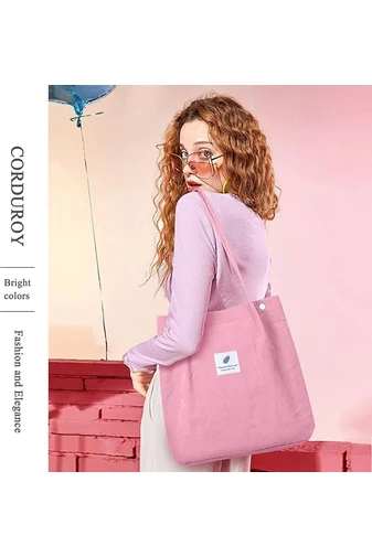 Geantă Tote Stil Sacosă Casual Pânză Roz Bonluo Spațioasă Rezistentă Și Elegantă 38*35*11cm