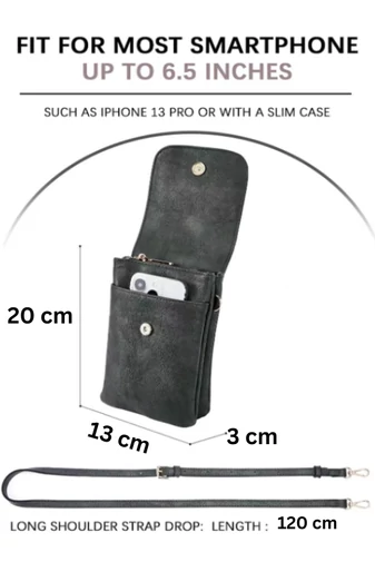 Geanta Crossbody Din Pu Negru Bonluo Cu Buzunare Multiple Curea Reglabilă 20*13*3