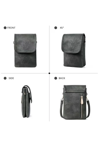 Geanta Crossbody Din Pu Negru Bonluo Cu Buzunare Multiple Curea Reglabilă 20*13*3