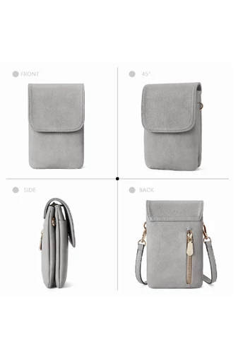 Geanta Crossbody Din Pu Gri Bonluo Cu Buzunare Multiple Curea Reglabilă 20*13*3