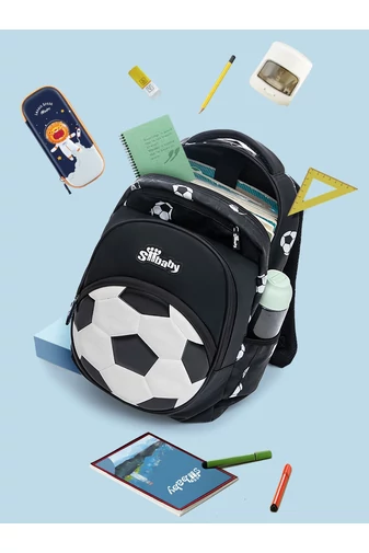 Rucsac Ergonomic Bonluo Negru Cu Alb Pentru Copii Design Fotbal Tesătura Oxford 40*29*19cm