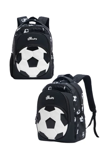 Rucsac Ergonomic Bonluo Negru Cu Alb Pentru Copii Design Fotbal Tesătura Oxford 40*29*19cm