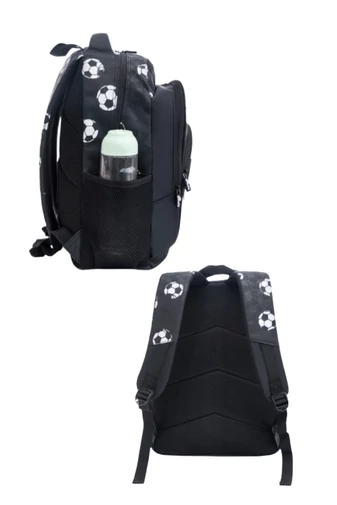 Rucsac Ergonomic Bonluo Negru Cu Alb Pentru Copii Design Fotbal Tesătura Oxford 40*29*19cm