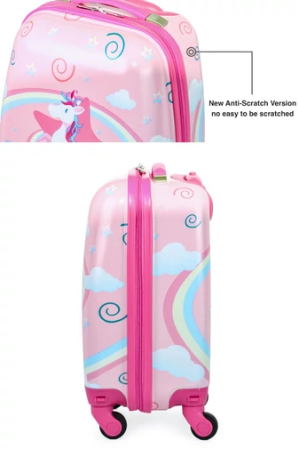Troler Wizzair Ryanair Roz Pentru Copii Cu Unicorn  ABS /Compozitie Pc 40x30x20cm Roti Detașabile
