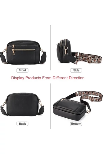 Geanta Crossbody Negru Bretea Reglabila Din PU 20*15,6*5,1cm Bonulo