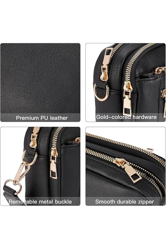 Geanta Crossbody Negru Bretea Reglabila Din PU 20*15,6*5,1cm Bonulo