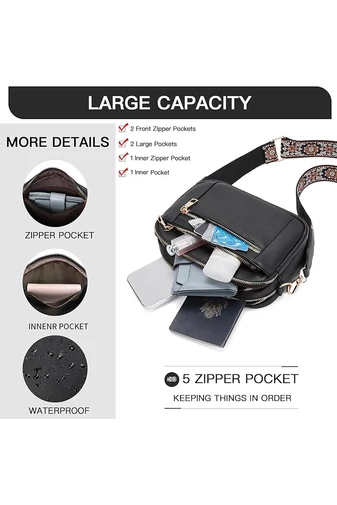 Geanta Crossbody Negru Bretea Reglabila Din PU 20*15,6*5,1cm Bonulo