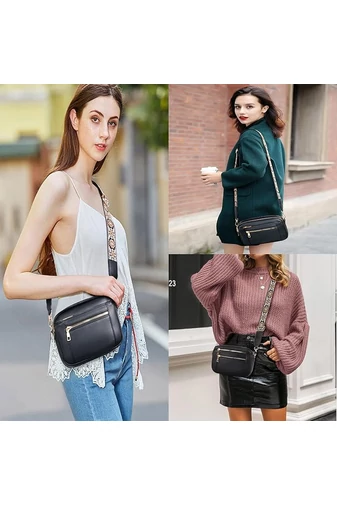 Geanta Crossbody Negru Bretea Reglabila Din PU 20*15,6*5,1cm Bonulo