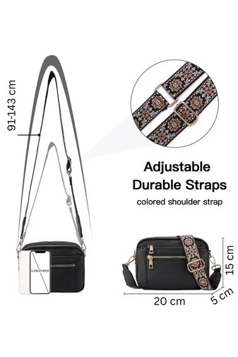 Geanta Crossbody Negru Bretea Reglabila Din PU 20*15,6*5,1cm Bonulo