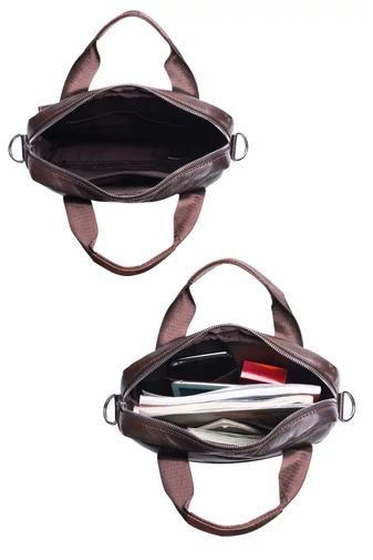 Geantă Crossbody Bărbați Din Piele Naturală, Model Elegant Cu Multiple Compartimente Maro 32*28*6.5cm