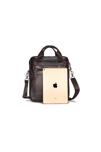 Geantă Crossbody Bărbați Din Piele Naturală, Model Elegant Cu Multiple Compartimente Maro 32*28*6.5cm