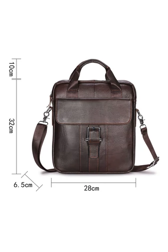 Geantă Crossbody Bărbați Din Piele Naturală, Model Elegant Cu Multiple Compartimente Maro 32*28*6.5cm