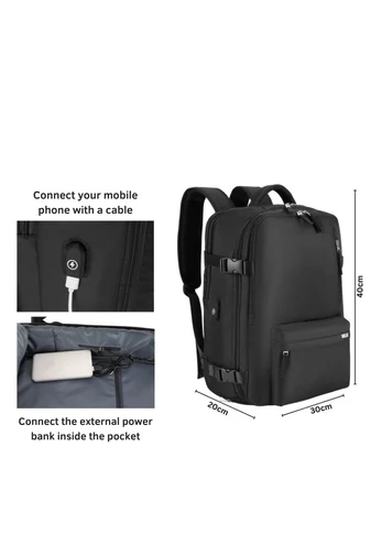 Bonluo Rucsac Stil Valiză Bej Închis Dimensiune Wizz-air( 40X30x20) Multifuncțional Cu Sac Pentru Pantofi Inclus