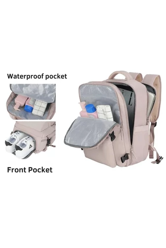 Bonluo Rucsac Stil Valiză Bej Închis Dimensiune Wizz-air( 40X30x20) Multifuncțional Cu Sac Pentru Pantofi Inclus