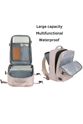 Bonluo Rucsac Stil Valiză Bej Închis Dimensiune Wizz-air( 40X30x20) Multifuncțional Cu Sac Pentru Pantofi Inclus