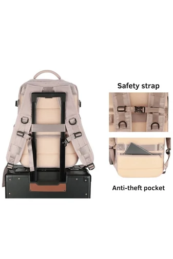 Bonluo Rucsac Stil Valiză Bej Închis Dimensiune Wizz-air( 40X30x20) Multifuncțional Cu Sac Pentru Pantofi Inclus