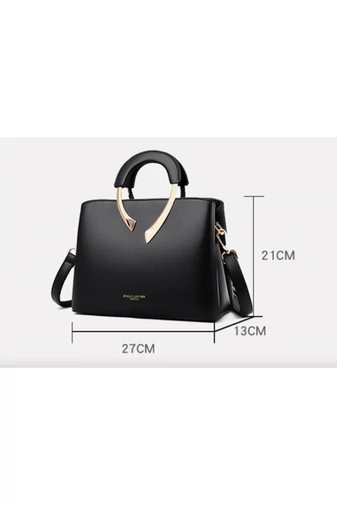 Bonluo Geantă De Mână/Crossbody Negru Cu Decorațiuni Aurii Din Imitație De Piele Dimensiuni 21*27*13cm