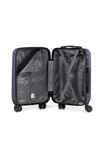 Troler Bagaj De Mână Albastru Închis Bonluo Cu Pereți Tari Dimensiune Wizz-Air 55*35*22cm Roți Detașabile