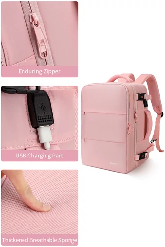 Rucsac Multifunctional Wizzair 40*30*20cm Roz Deschis Bonluo Cu Spatiu Laptop 15.6''
