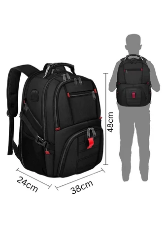 Rucsac Multifuncțional Impermeabil Cu Port USB Compartiment Laptop Și Multe Buzunare 48*34*24 cm