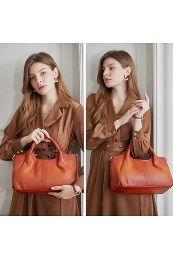 Geanta Elegantă Bonluo Maro Din Imitație De Piele Cu Detalii Fine Și Compartimente Spațioase (19*32*13cm)