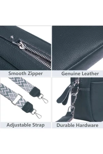 Geantă Crossbody Bonluo Albastru Turcoaz Din Piele Naturală Dimensiune Mică(15*20*7cm)