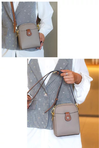 Geantă Crossbody Mini Gri Din Piele Naturală Dimensiune (20*14*8cm)