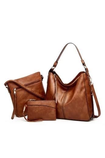 Bonluo Set Geantă Maro De Umăr/Crossbody/Mână Din Imitație Piele (3buc)