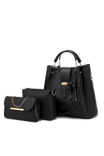 Bonluo Set Geantă De Umăr Negru Cu Geantă Crossbody Și O Poșetă (3buc)