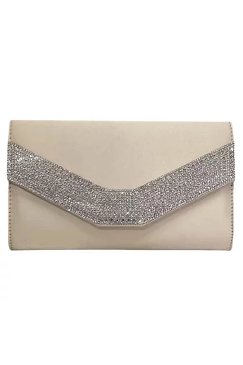 Bonluo Geantă Elegantă De Damă Bej Capac Accesorizat Cu Pietre (24x14x5.5cm)