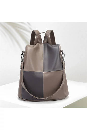 Rucsac Bonluo Elegant Khaki Cu Gri Din Piele Ecologica Dimensiune (33*32*14cm)