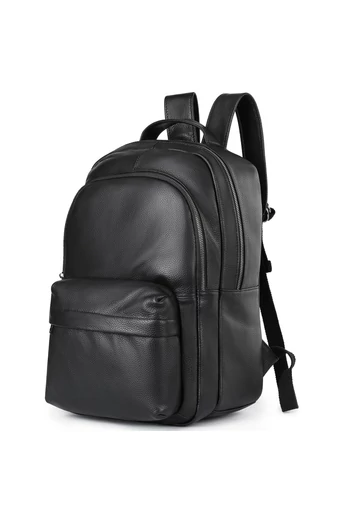 Rucsac Unisex Bonluo Negru Din Piele Naturala Cu Spațiu Pentru Laptop 15.6 inch 41*28*17cm
