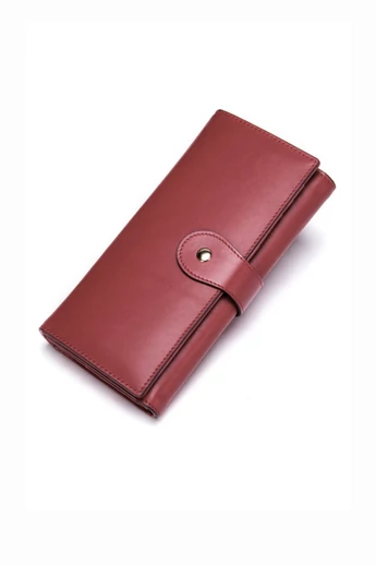 Bonluo Portofel Dama Vișiniu Din Piele Naturală Dimensiune (19*10*3,5cm)