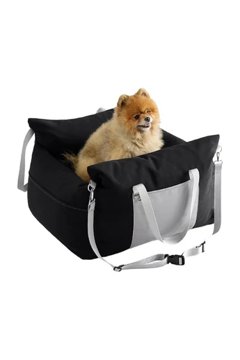 Scaun Auto Pentru Animale Husa Detașabilă Negru Cu Gri Material Sintetic 60*50*30cm 