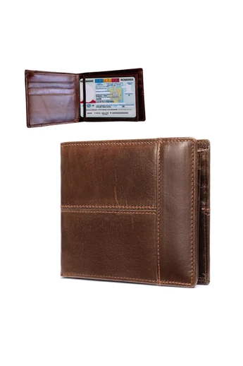 Bonluo Portofel Bărbați Maro Din Piele Naturală Dimensiune (12*10*2cm)