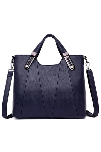 Geantă Damă Elegantă Din PU Cu Mânere Și Curea Reglabilă Albastru Închis 30*12*25cm