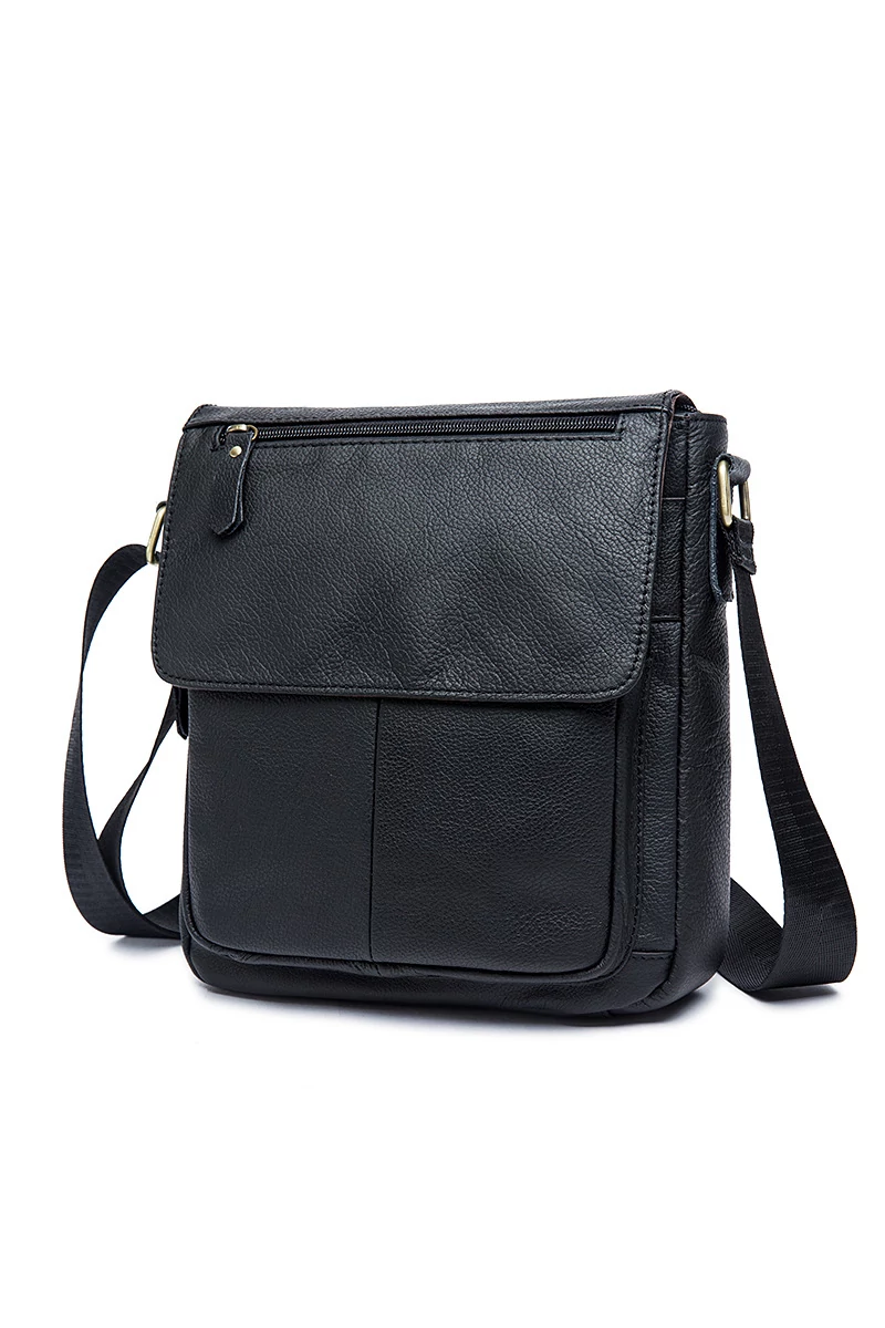 Bonluo Geantă Crossbody De Bărbați Neagră Din Piele Naturală Dimensiune (28*22*6 cm)