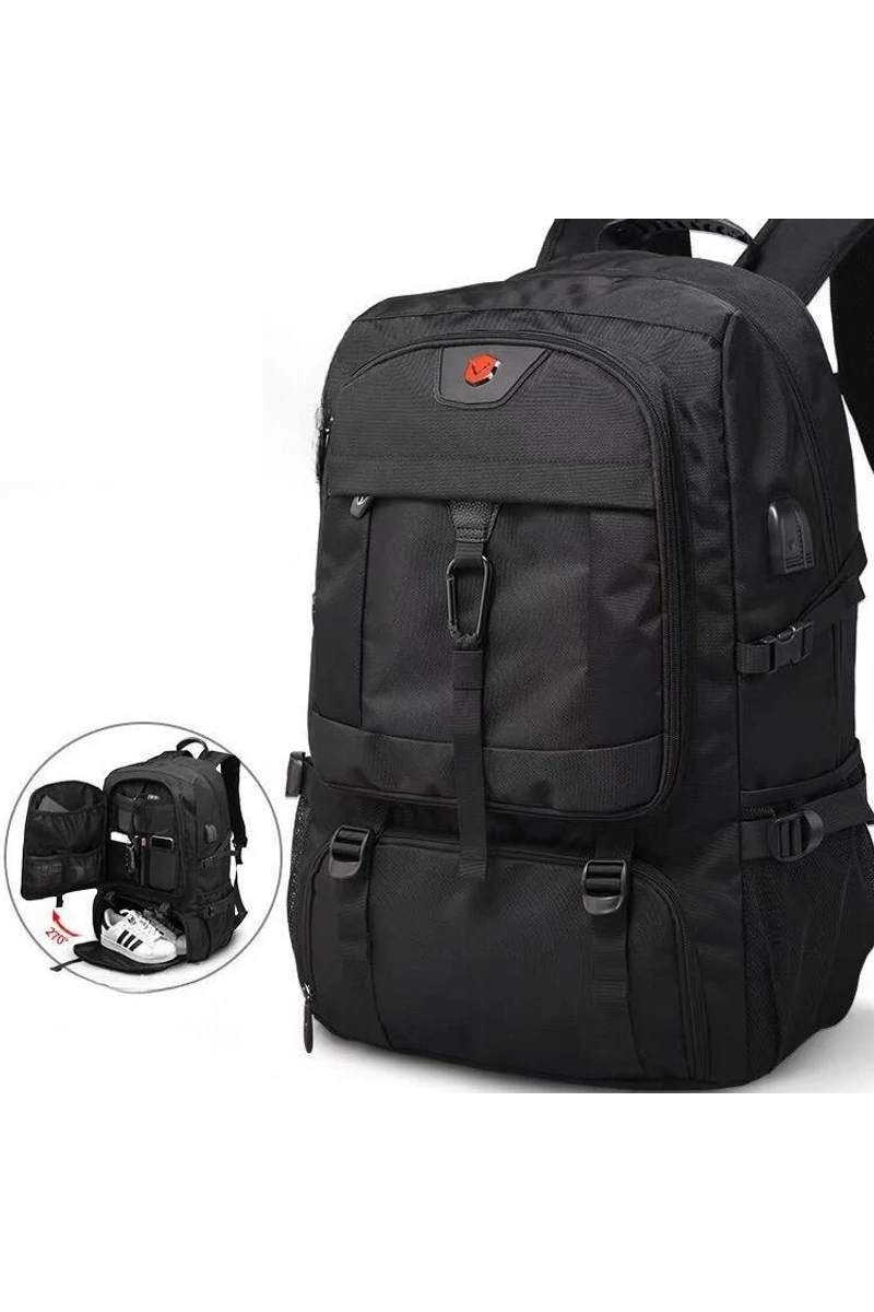 Bonluo Rucsac Negru Pentru Drumeții Din Material Solid Posibilitate Extindere Spațiu (58x38x20cm)