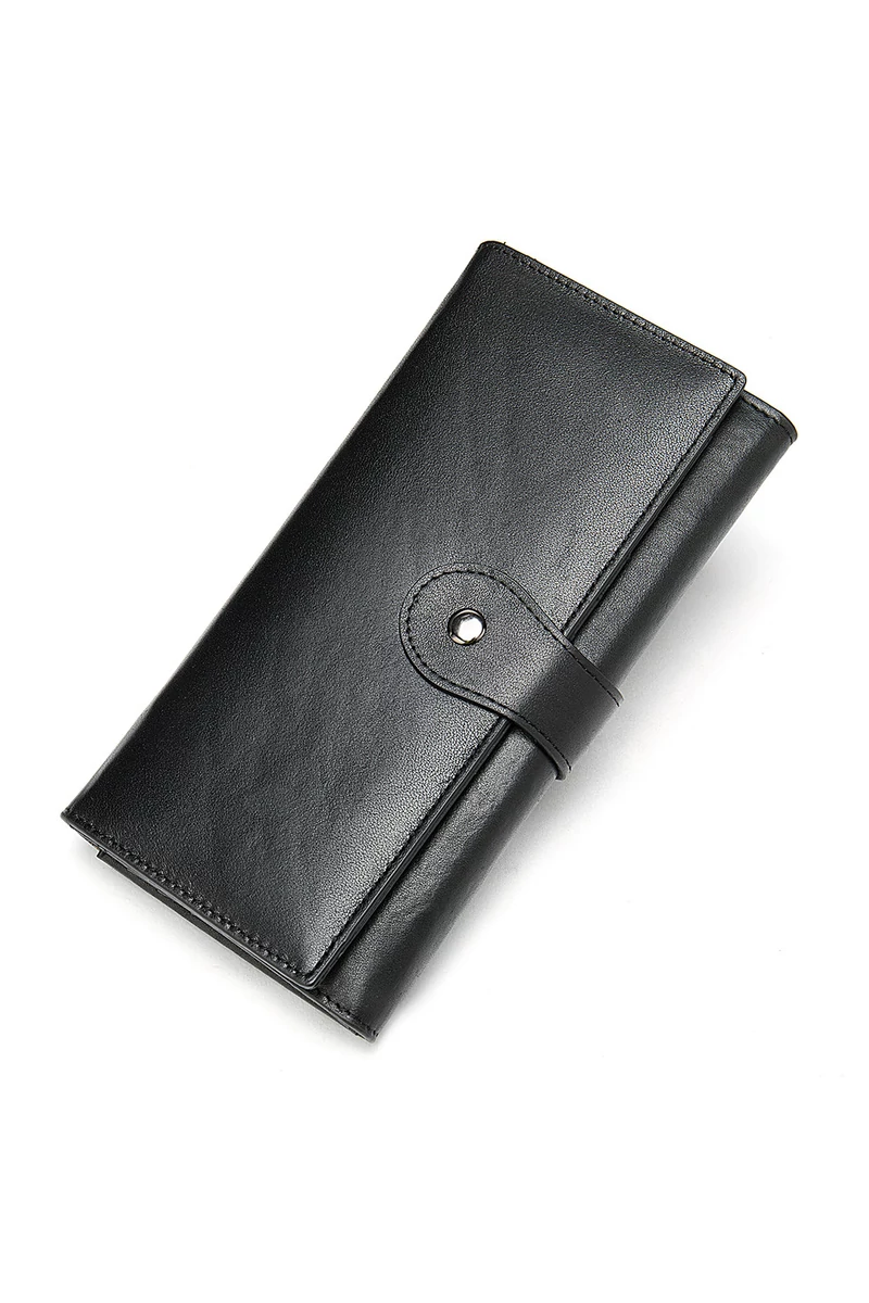 Bonluo Portofel Dama Negru Din Piele Naturală Dimensiune (19*10*3,5cm)