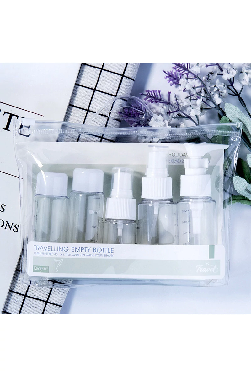 Bonluo Set 5 Recipiente Transparente Pentru Pentru Cosmetice Cu Etichete Incluse